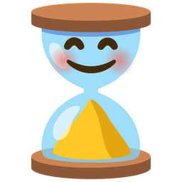 smiling face with smiling eyes and hourglass done
