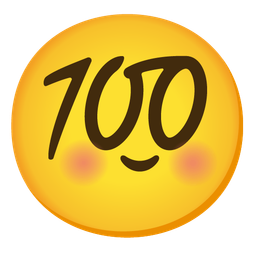 smiling face with smiling eyes and hundred points