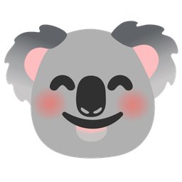 smiling face with smiling eyes and koala