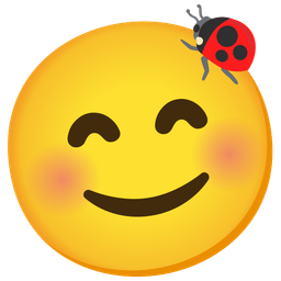 smiling face with smiling eyes and lady beetle