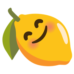 smiling face with smiling eyes and lemon