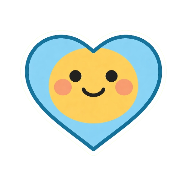 Smiling face with smiling eyes and Light blue heart