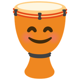 smiling face with smiling eyes and long drum