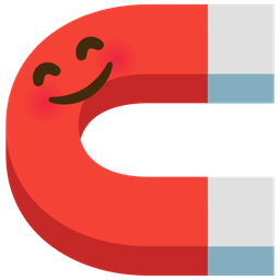 smiling face with smiling eyes and magnet