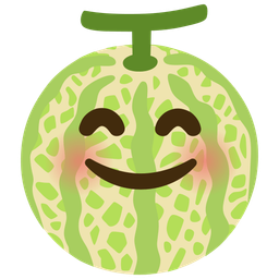 smiling face with smiling eyes and melon