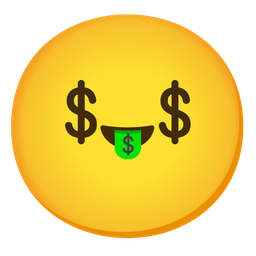 Smiling face with smiling eyes and Money-mouth face