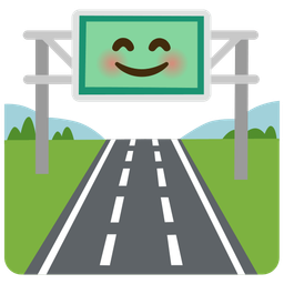 smiling face with smiling eyes and motorway