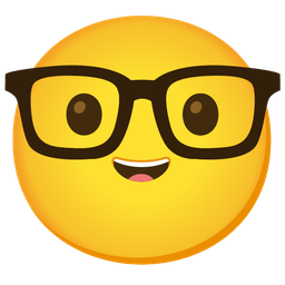 smiling face with smiling eyes and nerd face