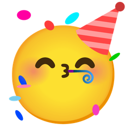 smiling face with smiling eyes and partying face