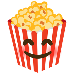 smiling face with smiling eyes and popcorn