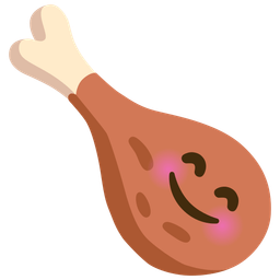 smiling face with smiling eyes and poultry leg
