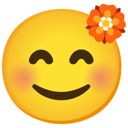 smiling face with smiling eyes and rosette