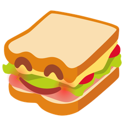 smiling face with smiling eyes and sandwich