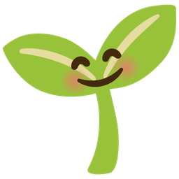 smiling face with smiling eyes and seedling