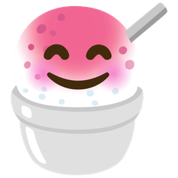 smiling face with smiling eyes and shaved ice