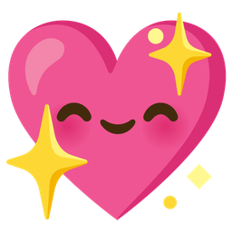 smiling face with smiling eyes and sparkling heart