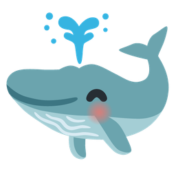 smiling face with smiling eyes and spouting whale