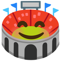 smiling face with smiling eyes and stadium