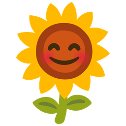 smiling face with smiling eyes and sunflower