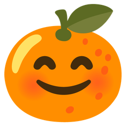 smiling face with smiling eyes and tangerine