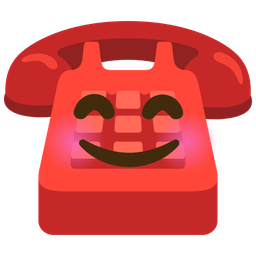 smiling face with smiling eyes and telephone
