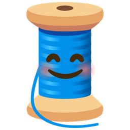 smiling face with smiling eyes and thread