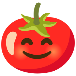 smiling face with smiling eyes and tomato