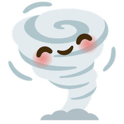 smiling face with smiling eyes and tornado