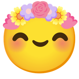 smiling face with smiling eyes and tulip