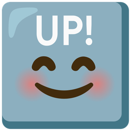 smiling face with smiling eyes and UP! button