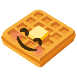 smiling face with smiling eyes and waffle