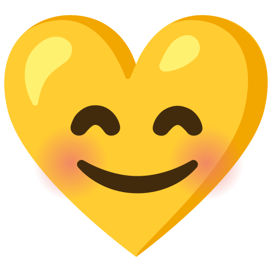 Smiling face with smiling eyes and Yellow heart
