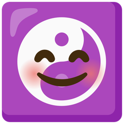 smiling face with smiling eyes and yin yang