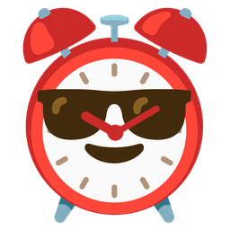 Smiling face with sunglasses and Alarm clock