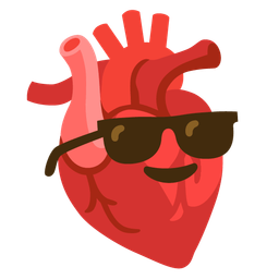 Smiling face with sunglasses and Anatomical heart