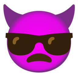Smiling face with sunglasses and Angry face with horns