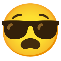 Smiling face with sunglasses and Anguished face