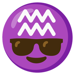 Smiling face with sunglasses and Aquarius