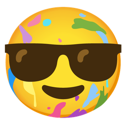 Smiling face with sunglasses and Artist palette