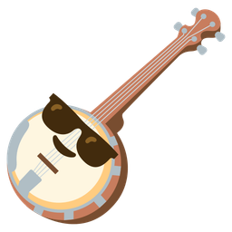 Smiling face with sunglasses and Banjo
