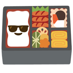 Smiling face with sunglasses and Bento box