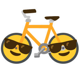 Smiling face with sunglasses and Bicycle