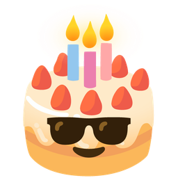 Smiling face with sunglasses and Birthday cake