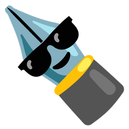 Smiling face with sunglasses and Black nib