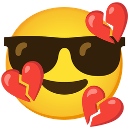 Smiling face with sunglasses and Broken heart