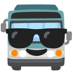 Smiling face with sunglasses and Bus