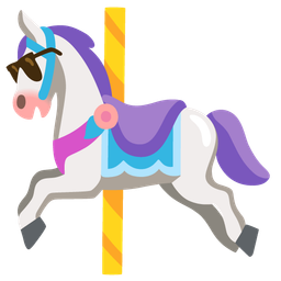 Smiling face with sunglasses and Carousel horse