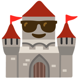Smiling face with sunglasses and Castle