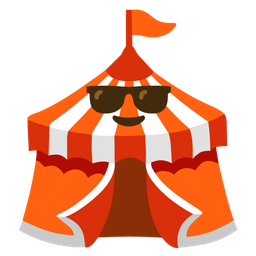 Smiling face with sunglasses and Circus tent