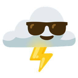 Smiling face with sunglasses and Cloud with lightning